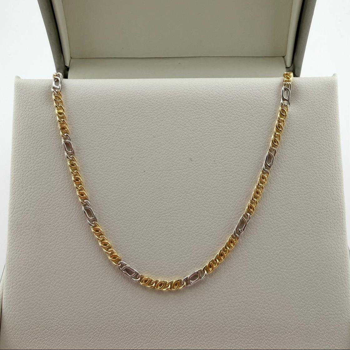 Collana catena figaro bicolore - Oro 18 kt