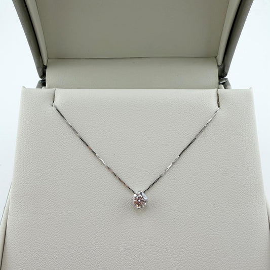 Collana punto luce con zircone da 5 mm - Oro 18 kt