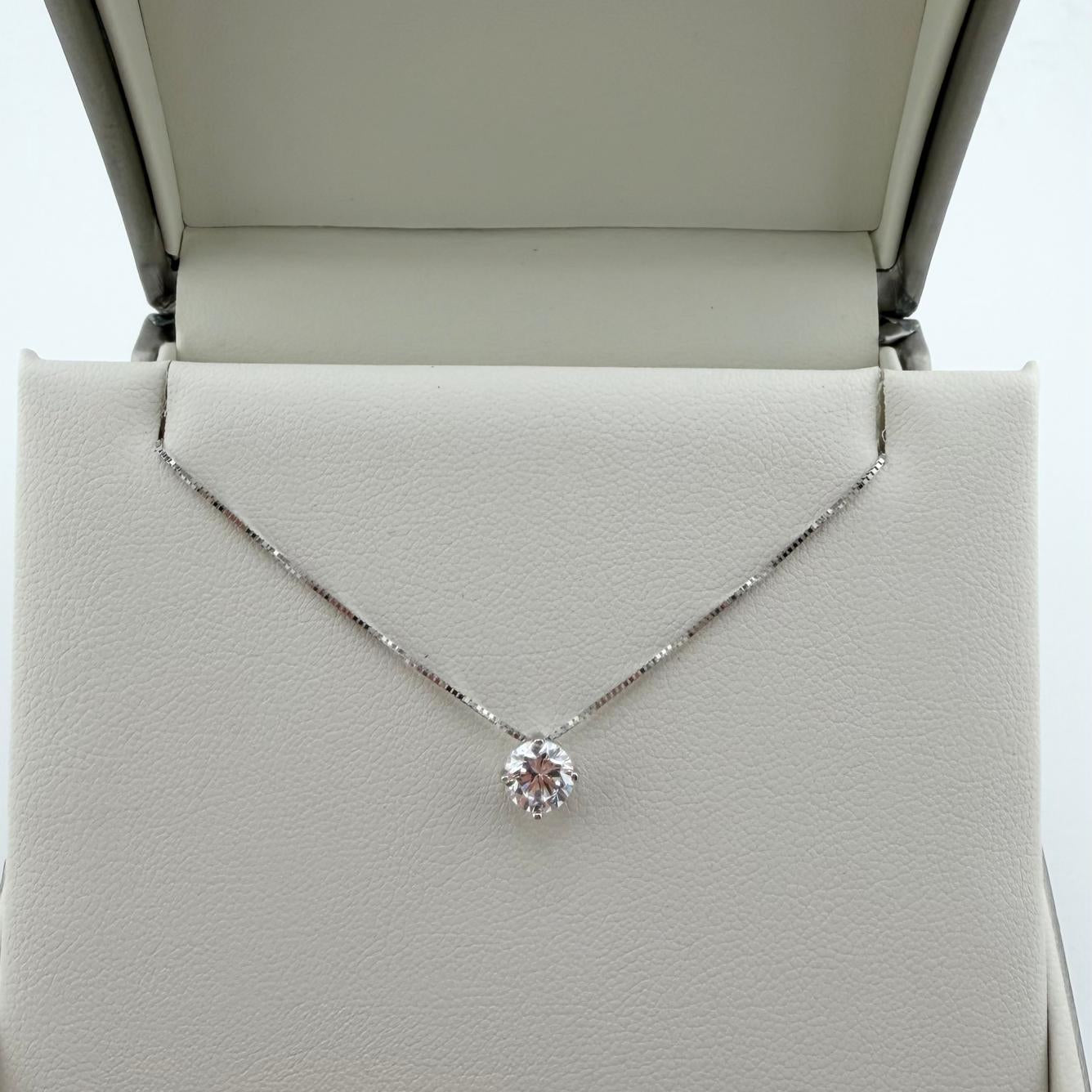 Collana punto luce con zircone da 6 mm - Oro 18 kt