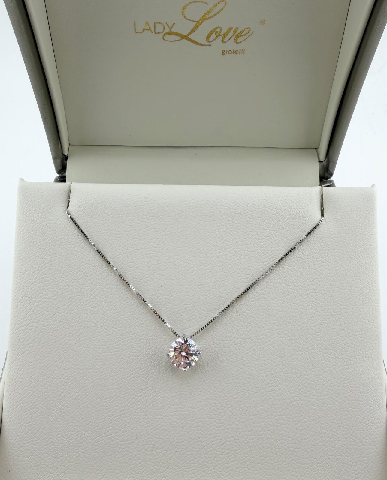 Collana punto luce con zircone da 7 mm - Oro 18 kt