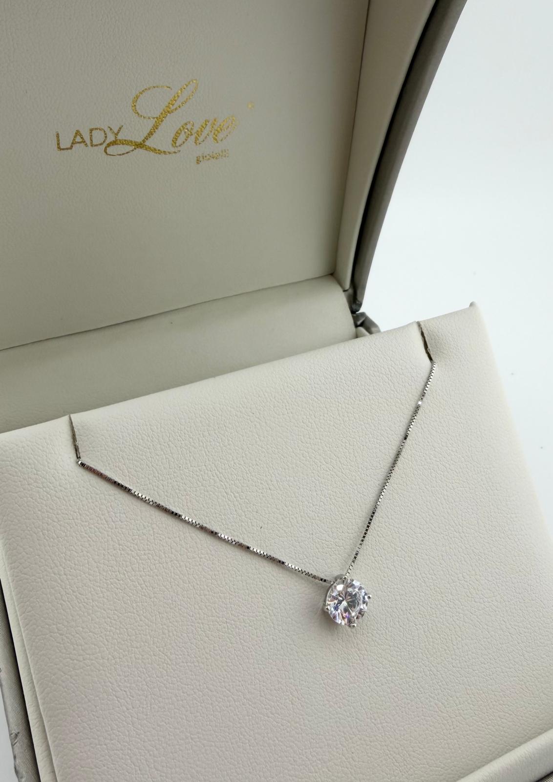 Collana punto luce con zircone da 7 mm - Oro 18 kt