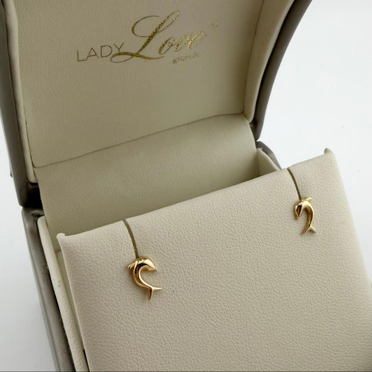 Orecchini a lobo a forma di delfino - Oro 18 kt