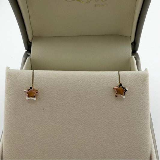 Orecchini a lobo a forma di stella in oro bicolore - Oro 18 kt