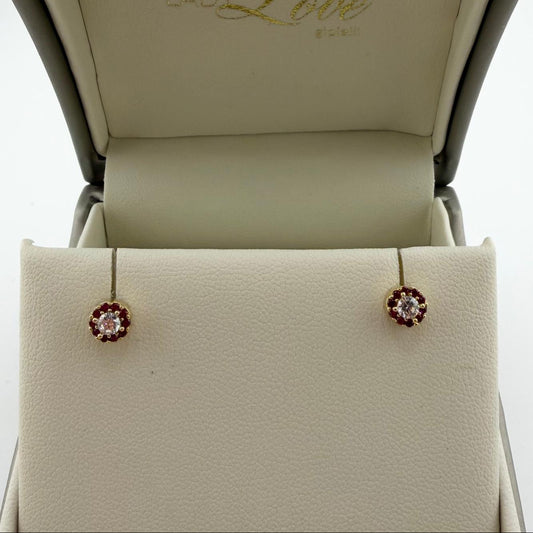 Orecchini punto luce con zirconi laterali - Oro 18 kt