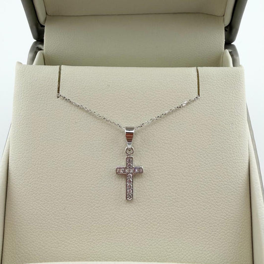 Collana croce pavè - Oro 18 kt
