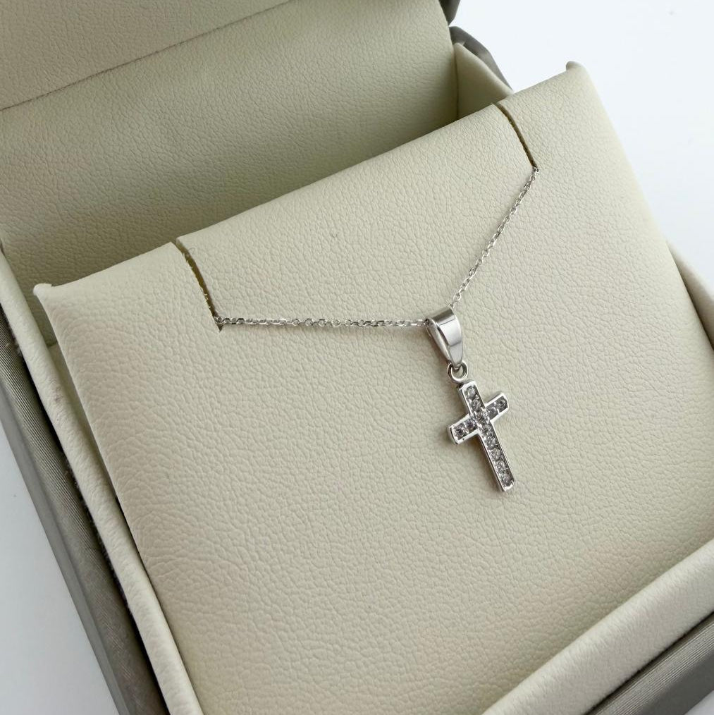 Collana croce pavè - Oro 18 kt
