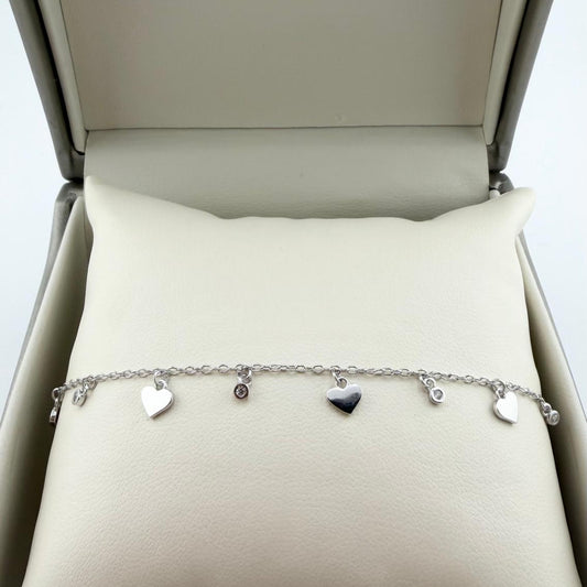 Bracciale cuori e zirconi- argento 925