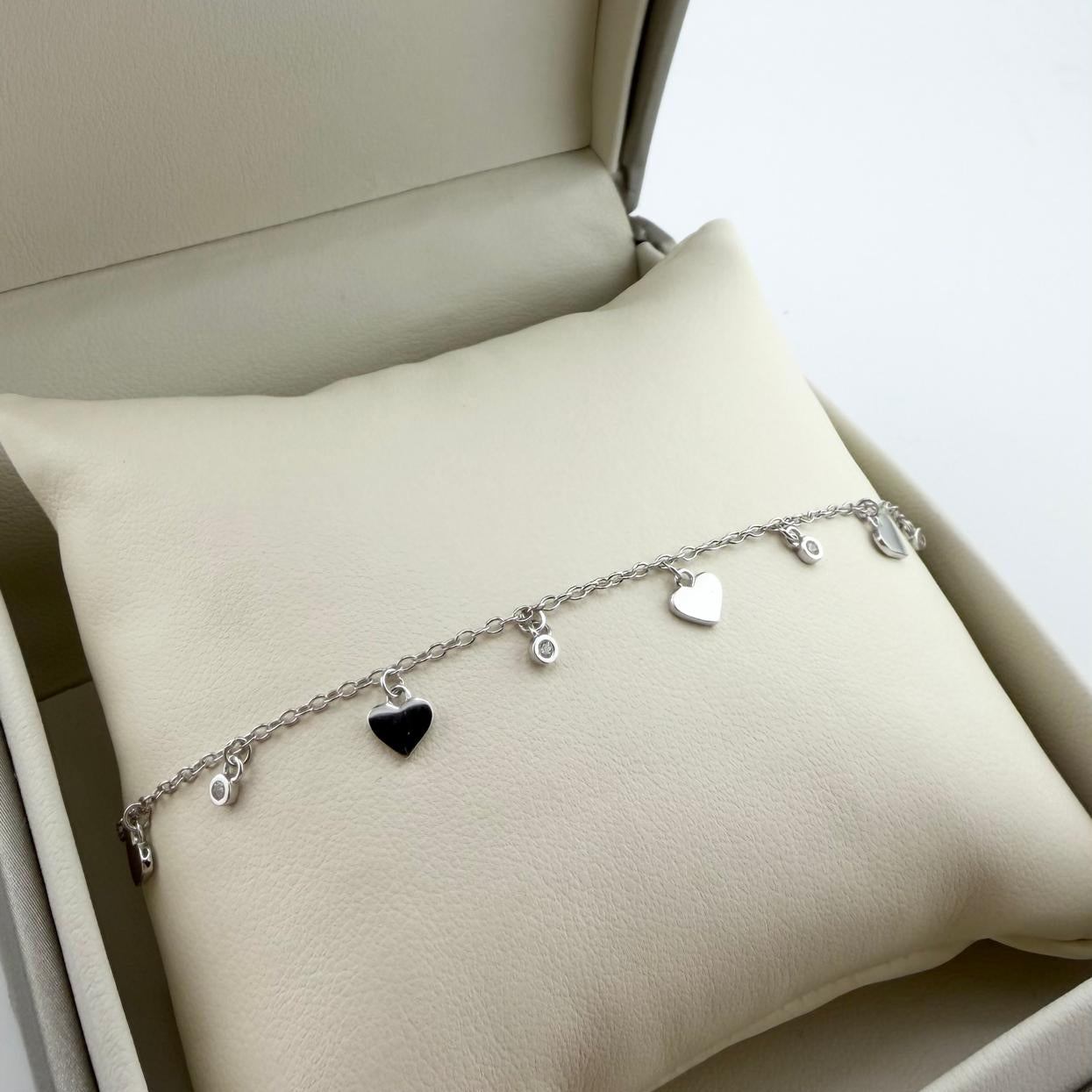 Bracciale cuori e zirconi- argento 925