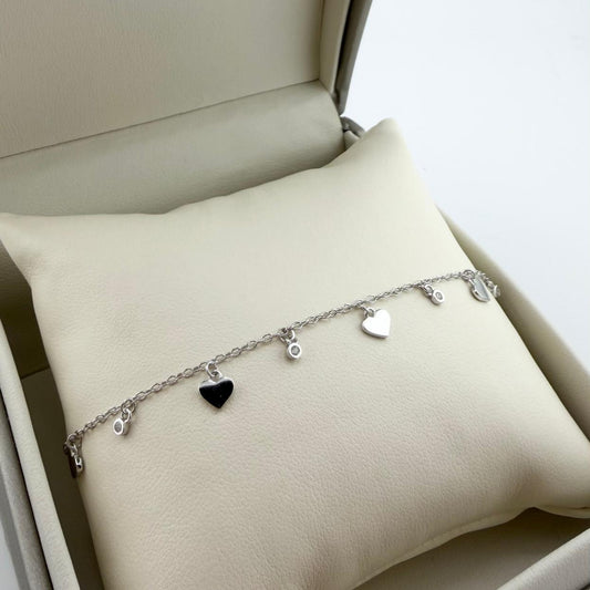 Bracciale cuori e zirconi- argento 925