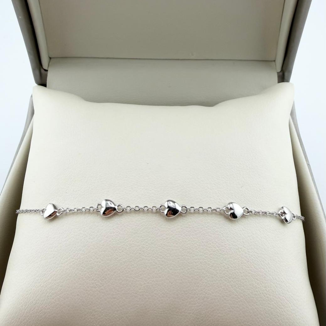 Bracciale cuori lucidi - argento 925