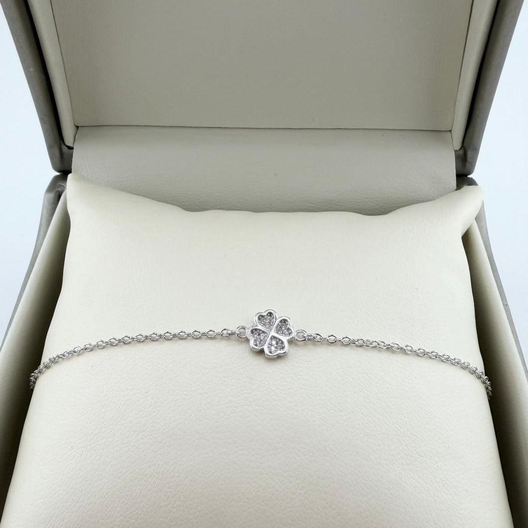 Bracciale quadrifoglio brillante - argento 925