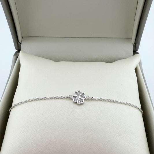 Bracciale quadrifoglio brillante - argento 925