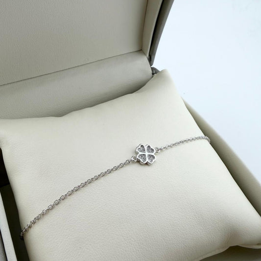 Bracciale quadrifoglio brillante - argento 925