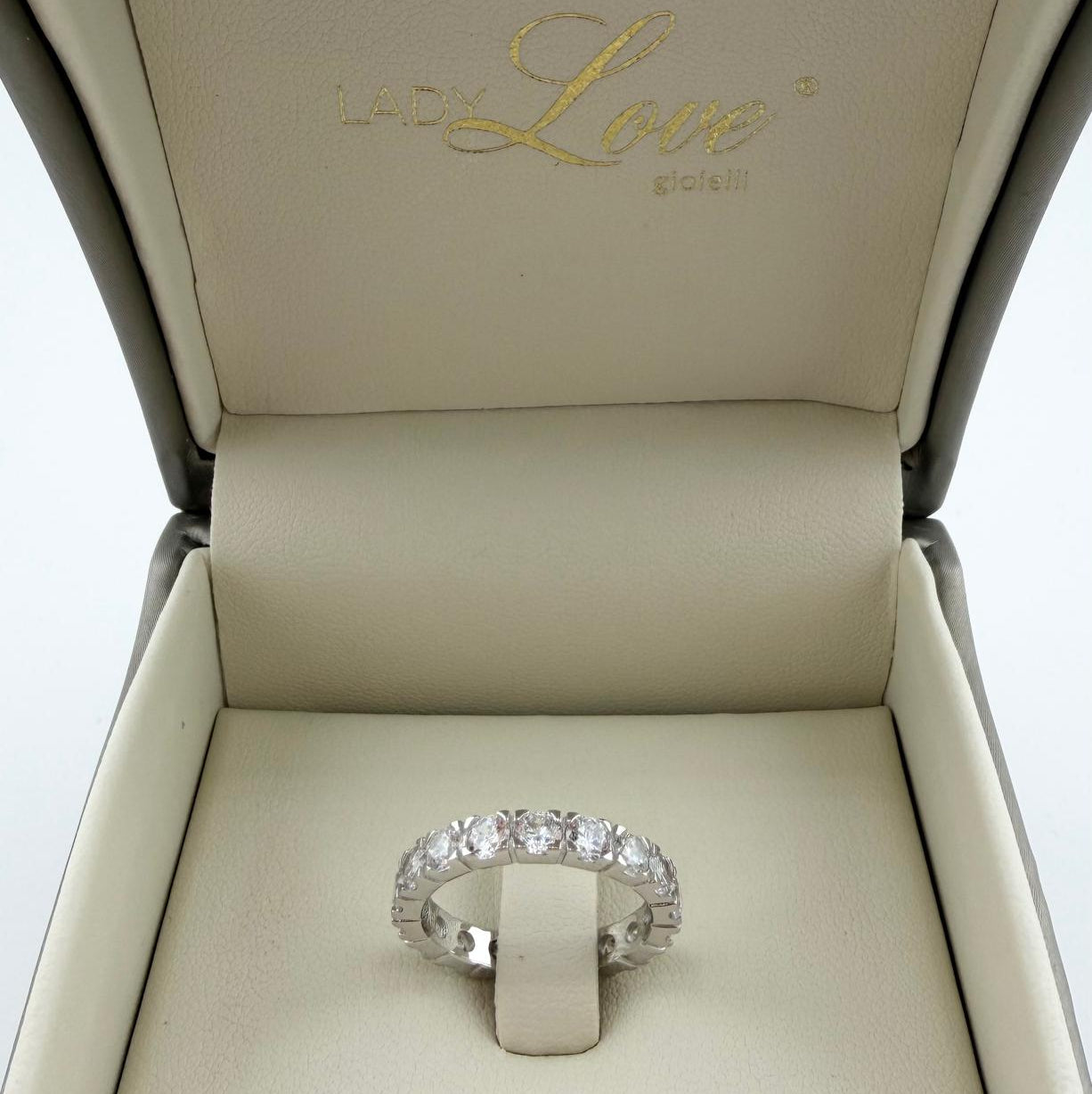 Anello fedina Eternity con zirconi da 3 mm - Argento 925