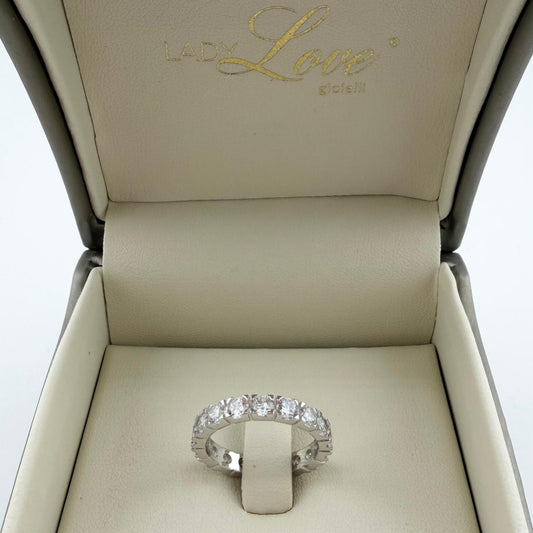 Anello fedina Eternity con zirconi da 3 mm - Argento 925