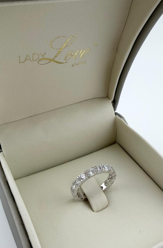 Anello fedina Eternity con zirconi da 3 mm - Argento 925