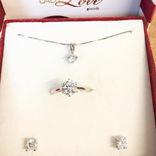 SET COLLANA, ORECCHINI E ANELLO IN ARGENTO 925