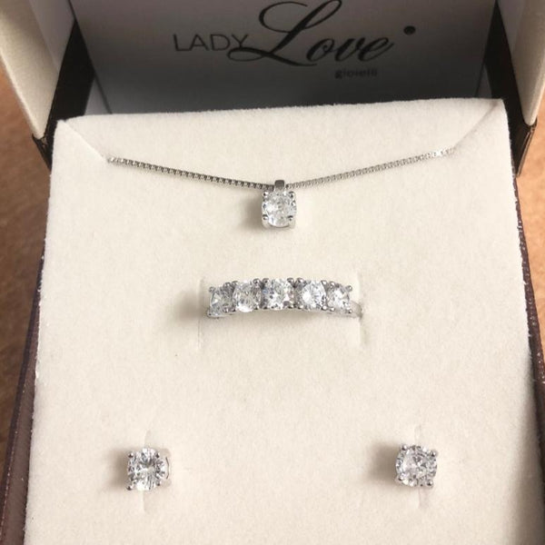 SET COLLANA, ORECCHINI E ANELLO IN ARGENTO 925