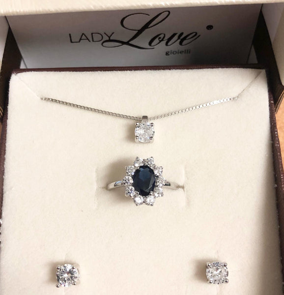 SET COLLANA, ORECCHINI E ANELLO IN ARGENTO 925